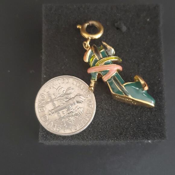 Kenneth J Lane KJL High Heel Shoe Charm Green Enamel‎ with Calla Lilly Accent - Picture 4 of 7